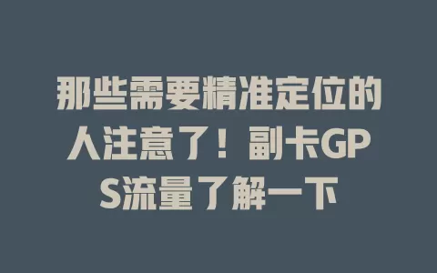 那些需要精准定位的人注意了！副卡GPS流量了解一下