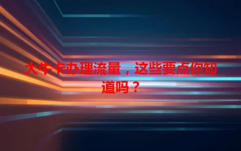 大牛卡办理流量，这些要点你知道吗？