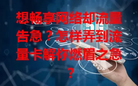 想畅享网络却流量告急？怎样弄到流量卡解你燃眉之急？