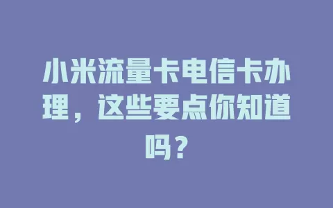 小米流量卡电信卡办理，这些要点你知道吗？