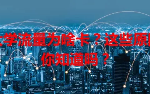 大学流量为啥卡？这些原因你知道吗？