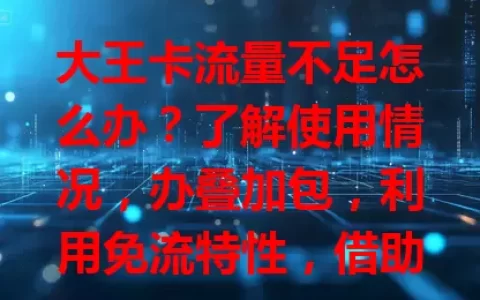 大王卡流量不足怎么办？了解使用情况，办叠加包，利用免流特性，借助手机设置，轻松解决流量困扰