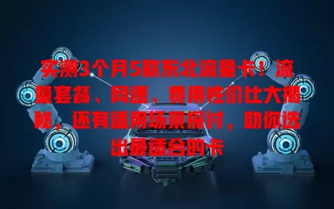 实测3个月5款东北流量卡！流量套餐、网速、费用性价比大揭秘，还有适用场景探讨，助你选出最适合的卡