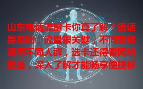 山东电话流量卡你真了解？通话是基础，流量很关键，不同套餐适用不同人群，选卡还得看网络覆盖，深入了解才能畅享便捷移动生活