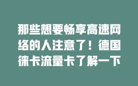 那些想要畅享高速网络的人注意了！德国徕卡流量卡了解一下