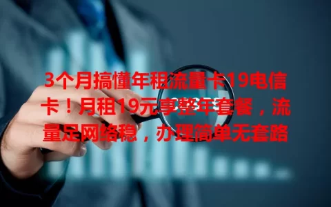 3个月搞懂年租流量卡19电信卡！月租19元享整年套餐，流量足网络稳，办理简单无套路