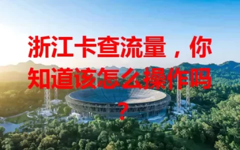浙江卡查流量，你知道该怎么操作吗？