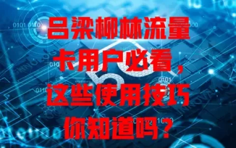 吕梁柳林流量卡用户必看，这些使用技巧你知道吗？