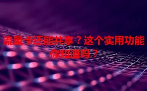 流量卡还能共享？这个实用功能你知道吗？