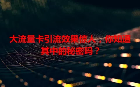大流量卡引流效果惊人，你知道其中的秘密吗？