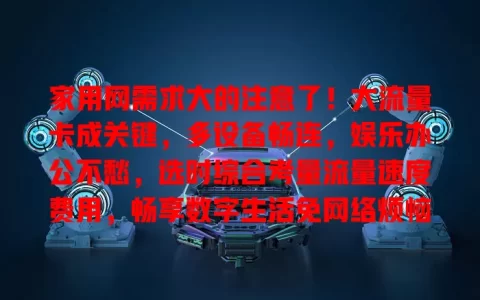 家用网需求大的注意了！大流量卡成关键，多设备畅连，娱乐办公不愁，选时综合考量流量速度费用，畅享数字生活免网络烦恼