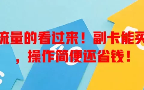 想多买流量的看过来！副卡能买流量卡，操作简便还省钱！