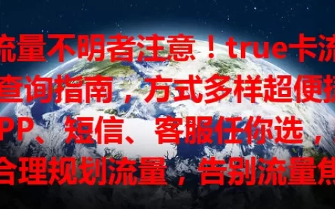 流量不明者注意！true卡流量查询指南，方式多样超便捷，APP、短信、客服任你选，助你合理规划流量，告别流量焦虑