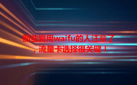 那些爱用waifu的人注意了，流量卡选择很关键！