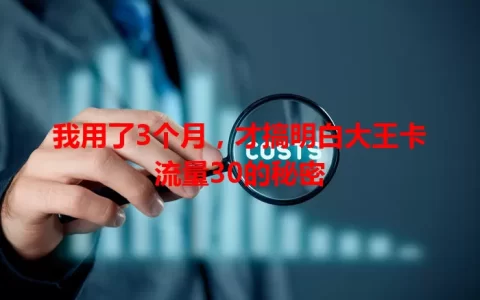 我用了3个月，才搞明白大王卡流量30的秘密
