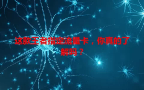 这款王者指定流量卡，你真的了解吗？