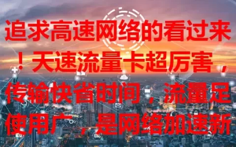追求高速网络的看过来！天速流量卡超厉害，传输快省时间，流量足使用广，是网络加速新宠！