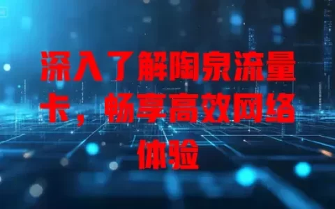 深入了解陶泉流量卡，畅享高效网络体验