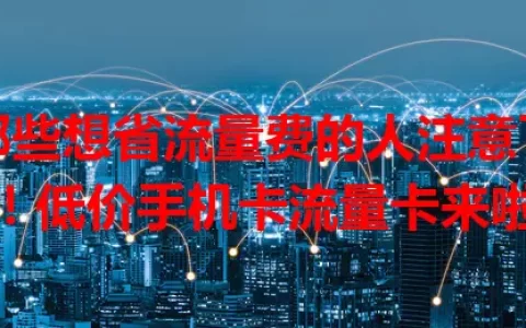 那些想省流量费的人注意了！低价手机卡流量卡来啦