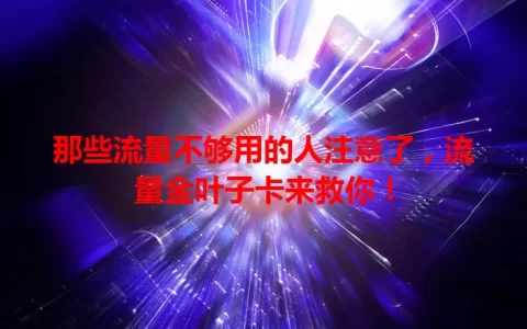 那些流量不够用的人注意了，流量金叶子卡来救你！