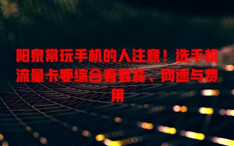 阳泉常玩手机的人注意！选手机流量卡要综合看套餐、网速与费用