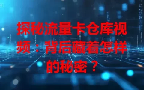 探秘流量卡仓库视频：背后藏着怎样的秘密？