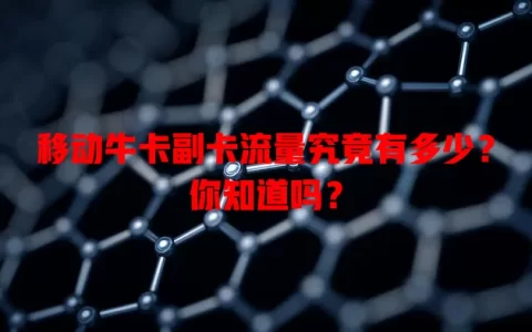 移动牛卡副卡流量究竟有多少？你知道吗？