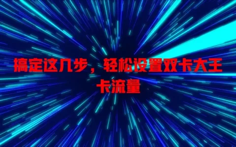 搞定这几步，轻松设置双卡大王卡流量