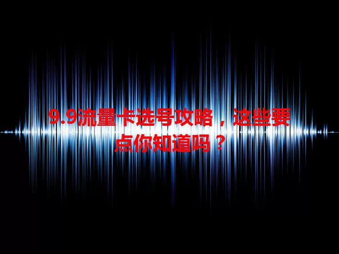 9.9流量卡选号攻略,这些要点你知道吗?