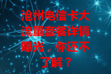 沧州电信卡大流量套餐详情曝光，你还不了解？