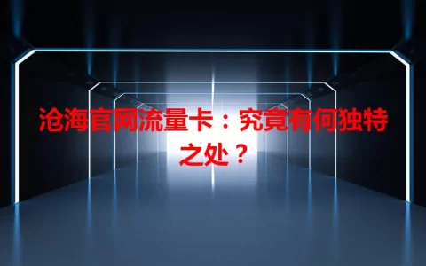 沧海官网流量卡：究竟有何独特之处？