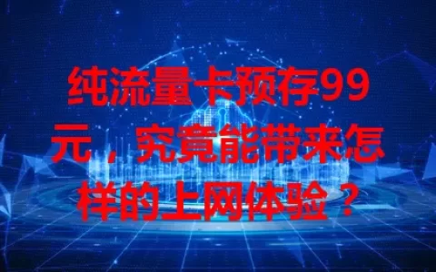 纯流量卡预存99元，究竟能带来怎样的上网体验？