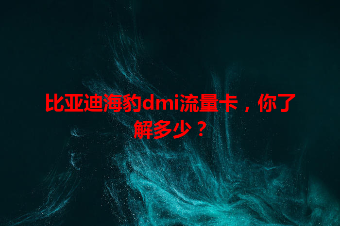 比亚迪海豹dmi流量卡，你了解多少？