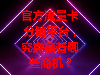 官方流量卡分销平台，究竟藏着哪些商机？