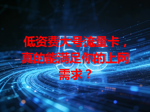 低资费大号流量卡，真的能满足你的上网需求？