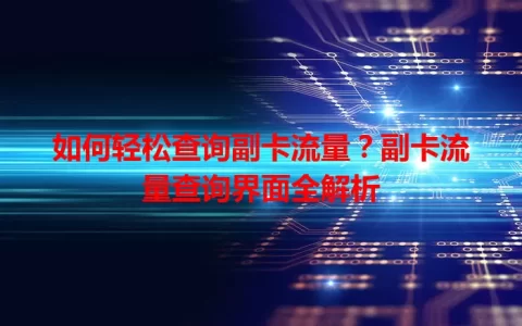 如何轻松查询副卡流量？副卡流量查询界面全解析