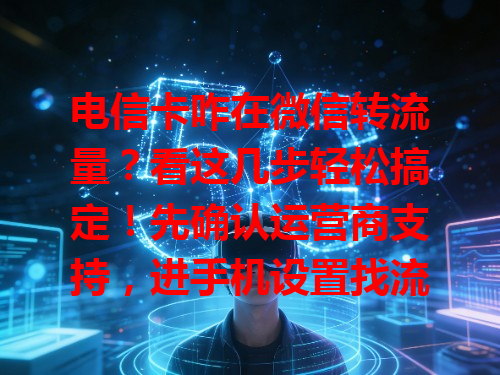 电信卡咋在微信转流量？看这几步轻松搞定！先确认运营商支持，进手机设置找流量管理，找“流量分享”等入口，选微信输数值确定，不同地区或有差异，多摸索设置按步骤来。
