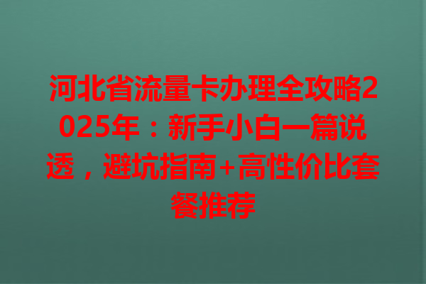 河北省流量卡办理全攻略2025年：新手小白一篇说透，避坑指南+高性价比套餐推荐