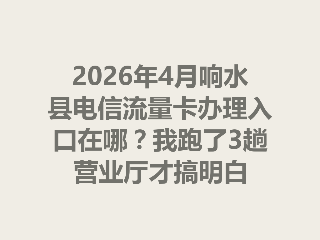 2026年4月响水县电信流量卡办理入口在哪？我跑了3趟营业厅才搞明白