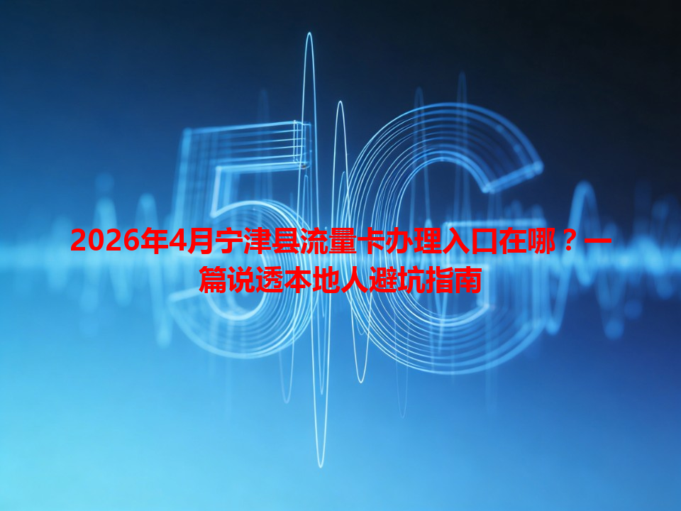 2026年4月宁津县流量卡办理入口在哪？一篇说透本地人避坑指南