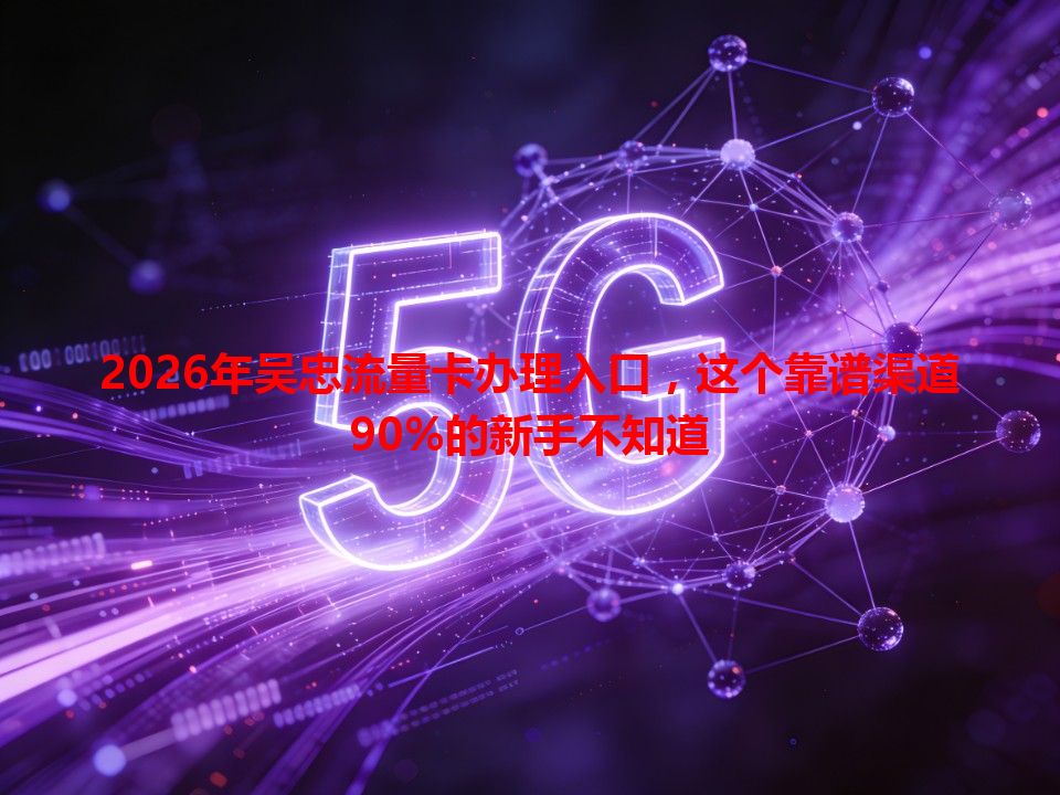 2026年吴忠流量卡办理入口，这个靠谱渠道90%的新手不知道