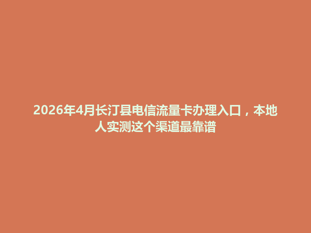 2026年4月长汀县电信流量卡办理入口，本地人实测这个渠道最靠谱