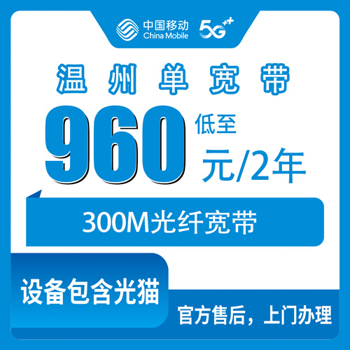 2026年11月1日浙江省温州瓯海区移动单宽带300M怎么装？960元两年资费与安装流程实录